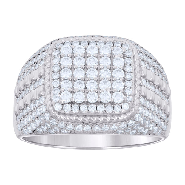 925 Sterling Silver Mens 1.94ct Moissanite Square Head Fashion Ring Size 10 - SLV-130909