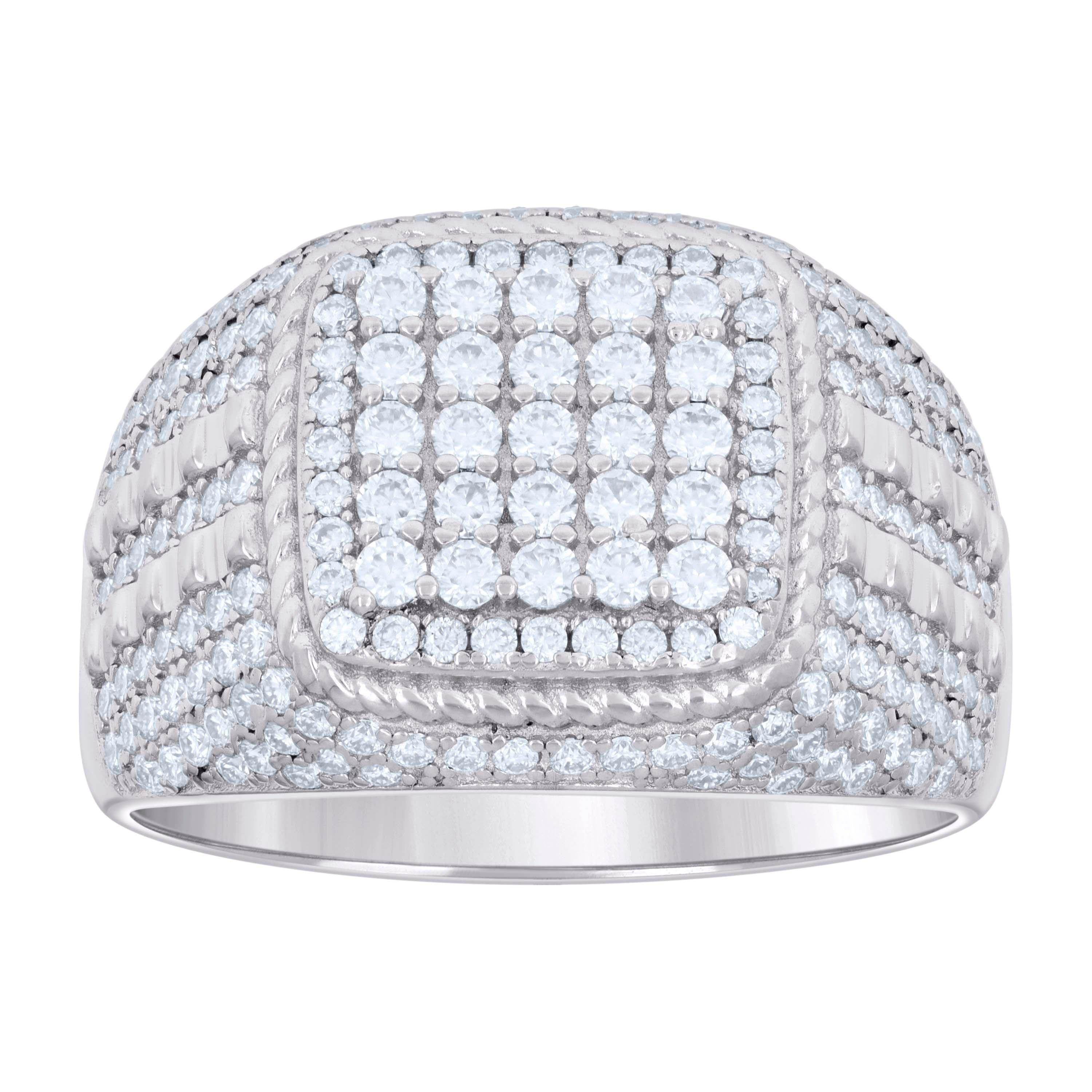 925 Sterling Silver Mens 1.94ct Moissanite Square Head Fashion Ring Size 11 - SLV-130910