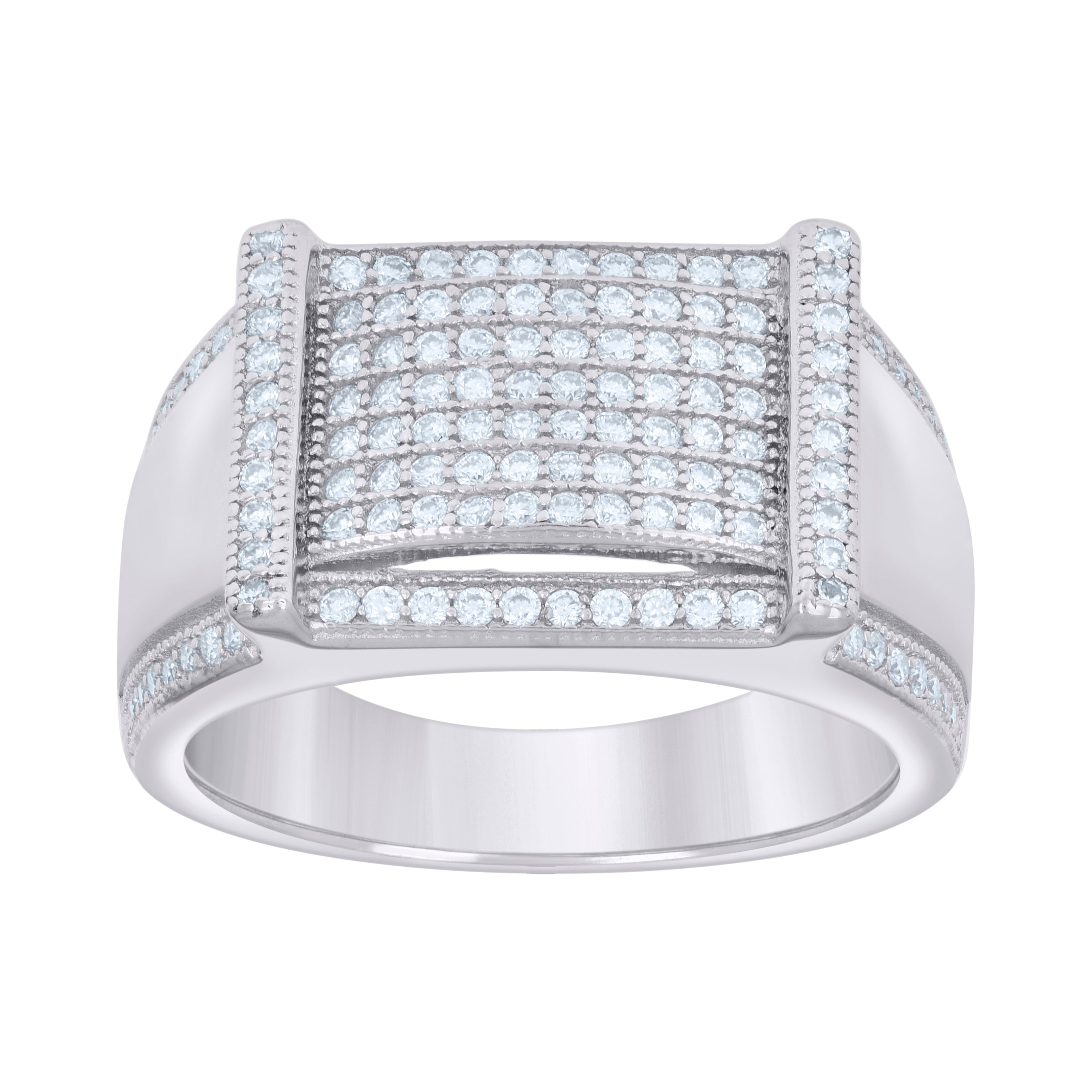 925 Sterling Silver Mens 0.69ct Moissanite Fashion Ring Size 10 - SLV-130915