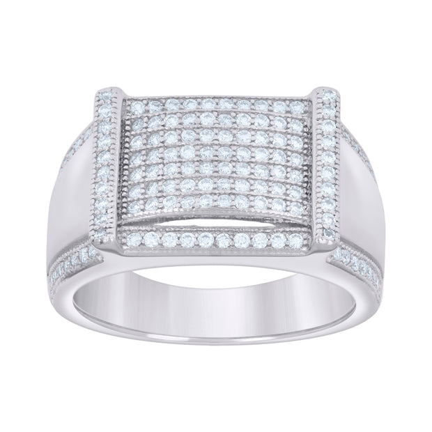 925 Sterling Silver Mens 0.69ct Moissanite Fashion Ring Size 10 - SLV-130915
