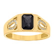 14kt Yellow Gold Womens Black White Emerald Round Cubic-Zirconia Horseshoe Side Good Luck Ring