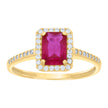 14kt Yellow Gold Womens Pink White Emerald Round Cubic-Zirconia Fashion Ring