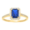 14kt Yellow Gold Womens Blue White Emerald Round Cubic-Zirconia Fashion Ring