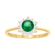 14kt Yellow Gold Womens Green White Cubic-Zirconia Flower Fashion Ring