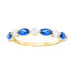 14kt Yellow Gold Womens Blue White Cubic-Zirconia Half Eternity Ring