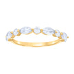 14kt Yellow Gold Womens Marquise Round Cubic-Zirconia Half Eternity Ring