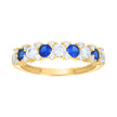 14kt Yellow Gold Womens Blue White Cubic-Zirconia Half Eternity Ring