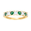 14kt Yellow Gold Womens Green White Cubic-Zirconia Half Eternity Ring
