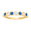 14kt Yellow Gold Womens Blue White Cubic-Zirconia Half Eternity Ring