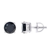 925 Sterling Silver Unisex Black Cubic-Zirconia 6mm Solitaire Stud Earrings
