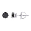 925 Sterling Silver Unisex Black Cubic-Zirconia 4mm Solitaire Stud Earrings