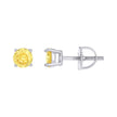 925 Sterling Silver Unisex Yellow Cubic-Zirconia 5mm Solitaire Stud Earrings