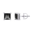 925 Sterling Silver Unisex Black Princess-Cut Cubic-Zirconia 5mm Square Solitaire Stud Earrings