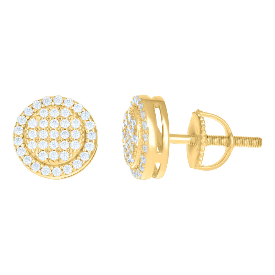 925 Sterling Silver Womens Yellow-tone 0.42ct Moissanite Fashion Stud Earrings