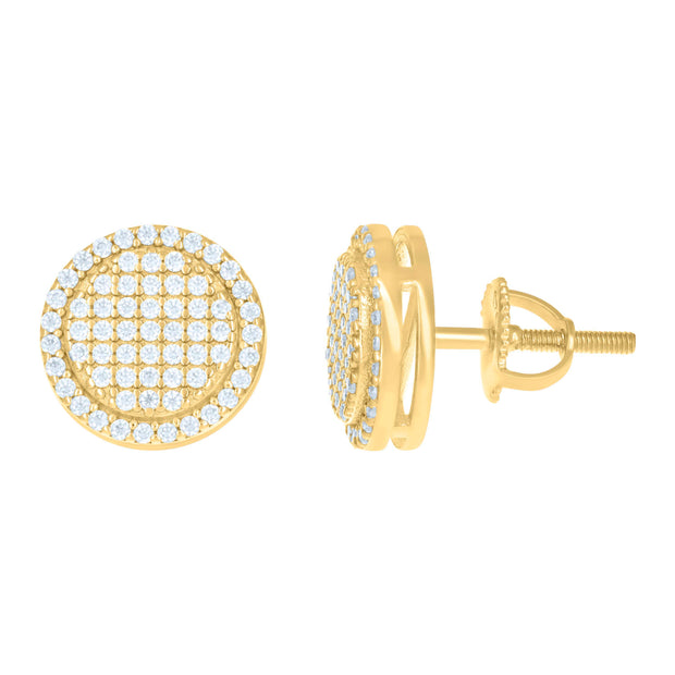 925 Sterling Silver Yellow-tone Womens 2.80ct Moissanite 11mm Fashion Stud Earrings Screw Back