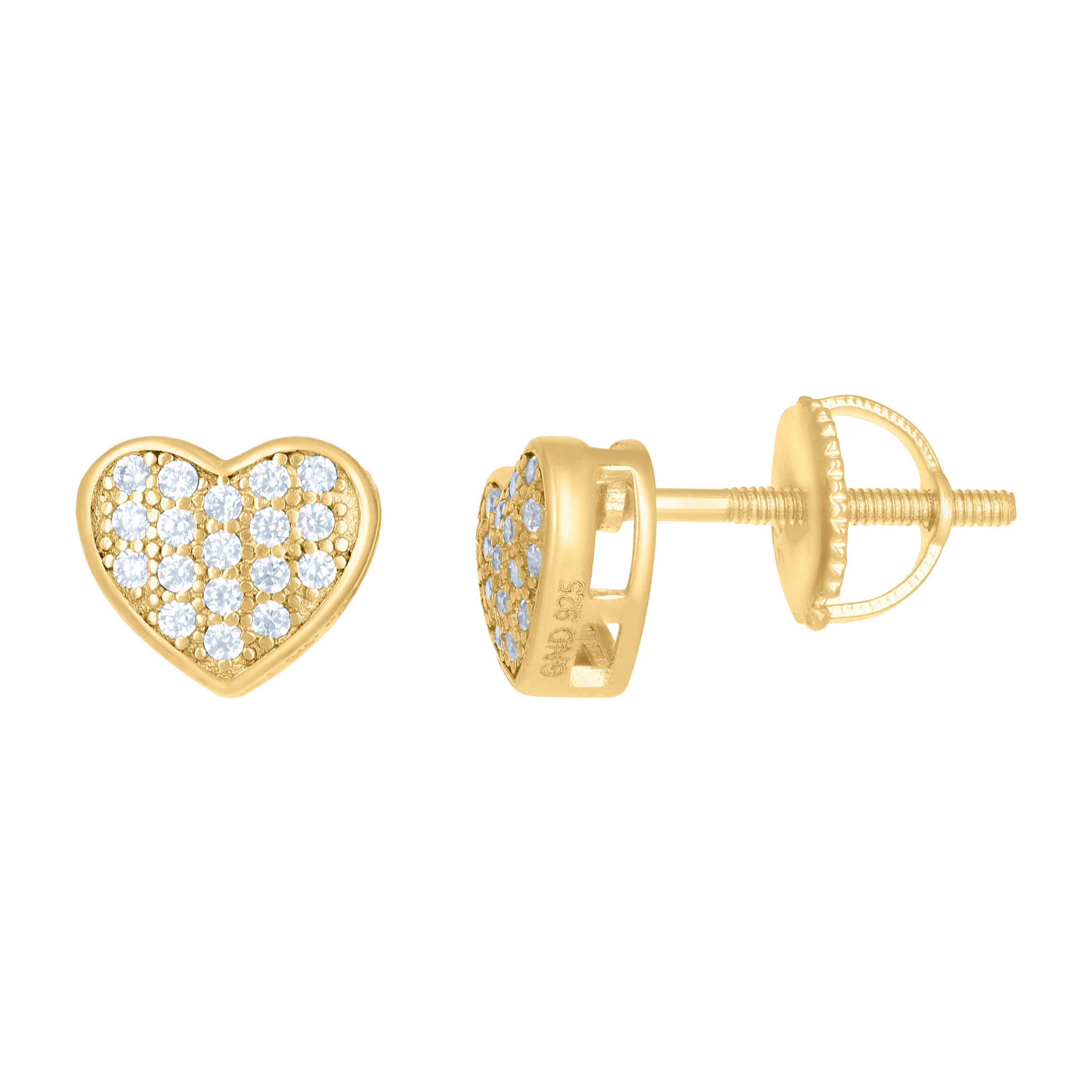 925 Sterling Silver Womens Yellow-tone 0.18ct Moissanite Heart Stud Earrings