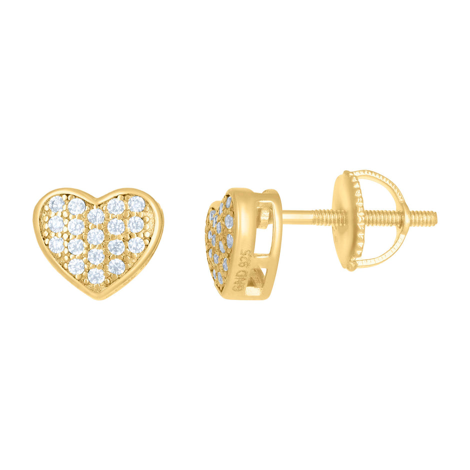 925 Sterling Silver Womens Yellow-tone 0.18ct Moissanite Heart Stud Earrings