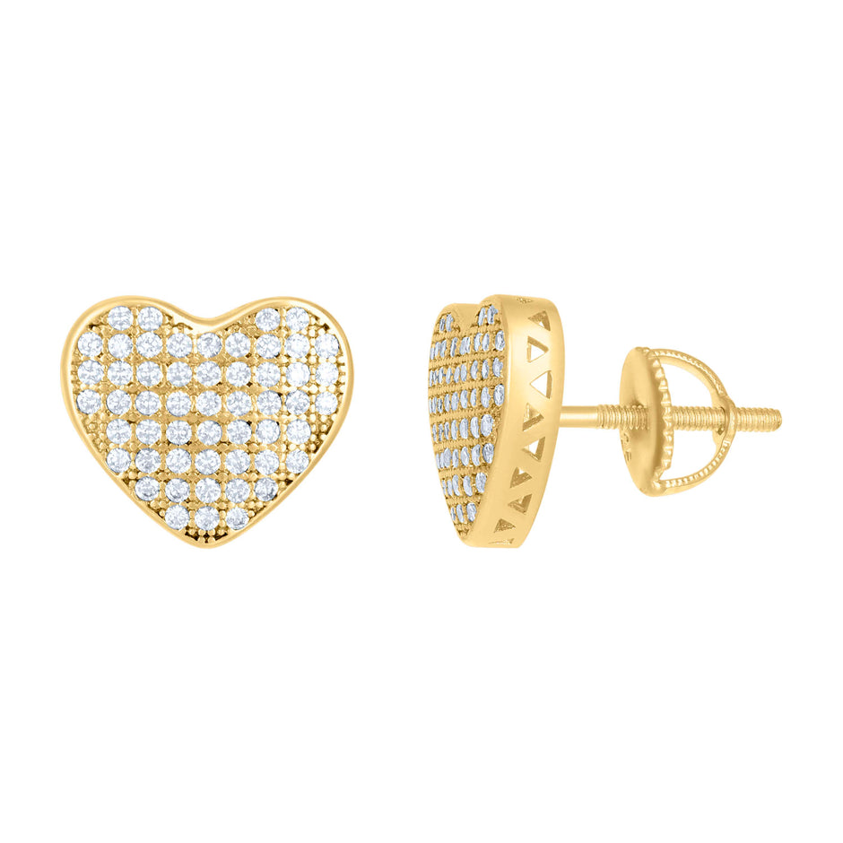 925 Sterling Silver Womens Yellow-tone 0.54ct Moissanite Heart Stud Earrings