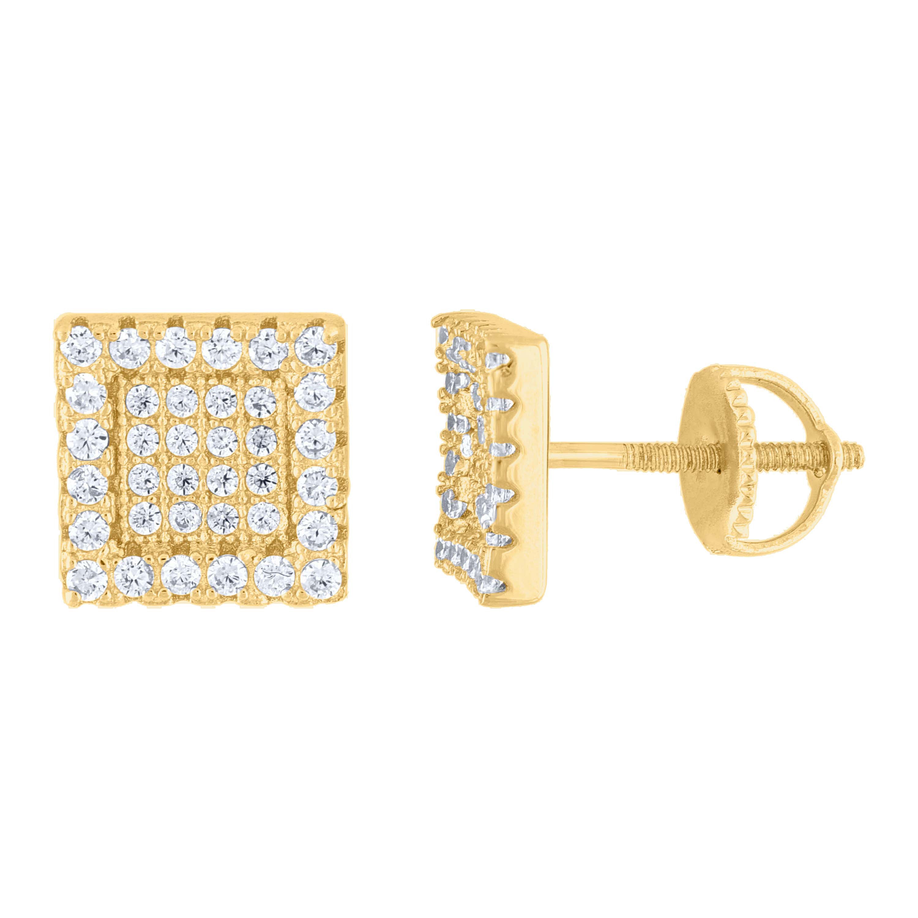 925 Sterling Silver Womens Yellow-tone 0.53ct Moissanite Square Fashion Stud Earrings