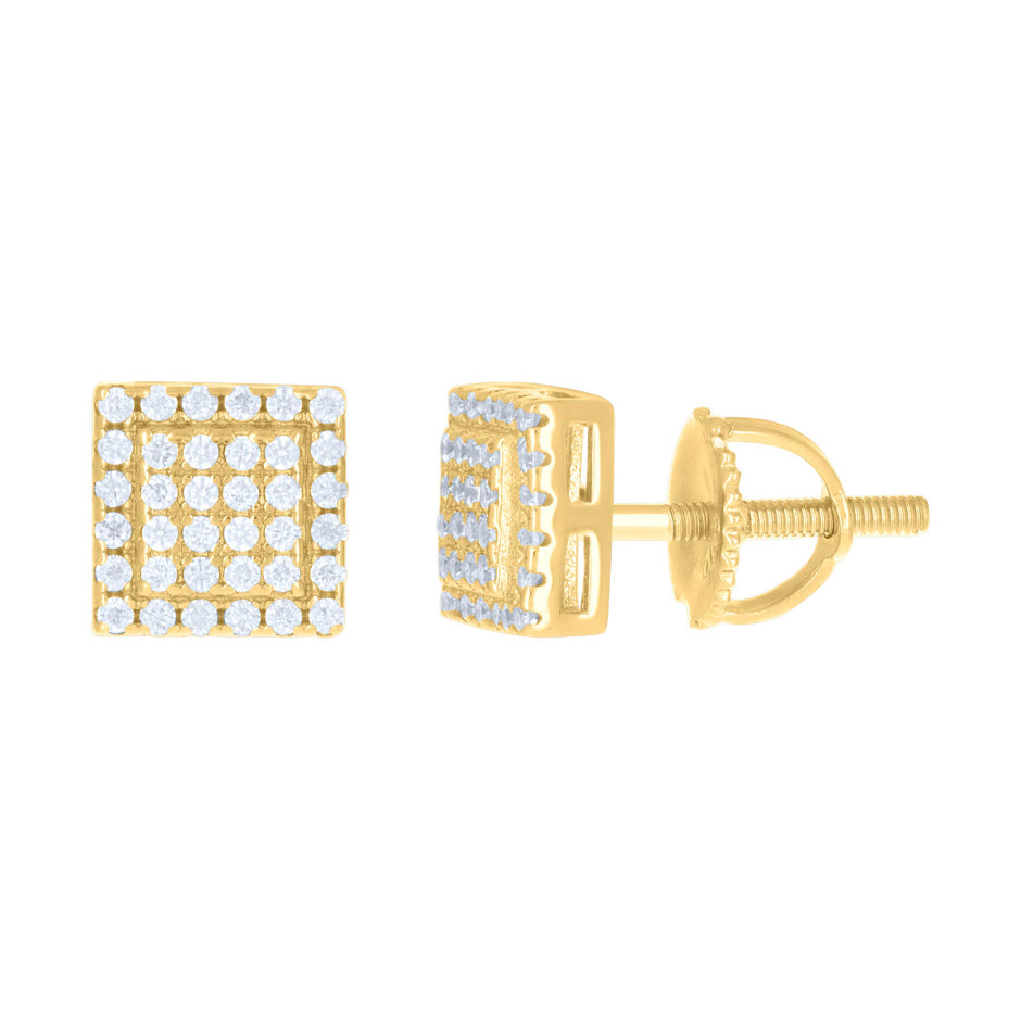 925 Sterling Silver Womens Yellow-tone 0.22ct Moissanite Square Fashion Stud Earrings