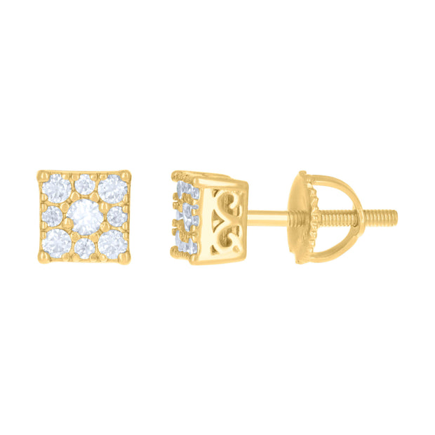 925 Sterling Silver Womens Yellow-tone 0.33ct Moissanite Square Fashion Stud Earrings