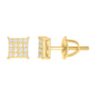 925 Sterling Silver Womens Yellow-tone 0.13ct Moissanite Square Fashion Stud Earrings