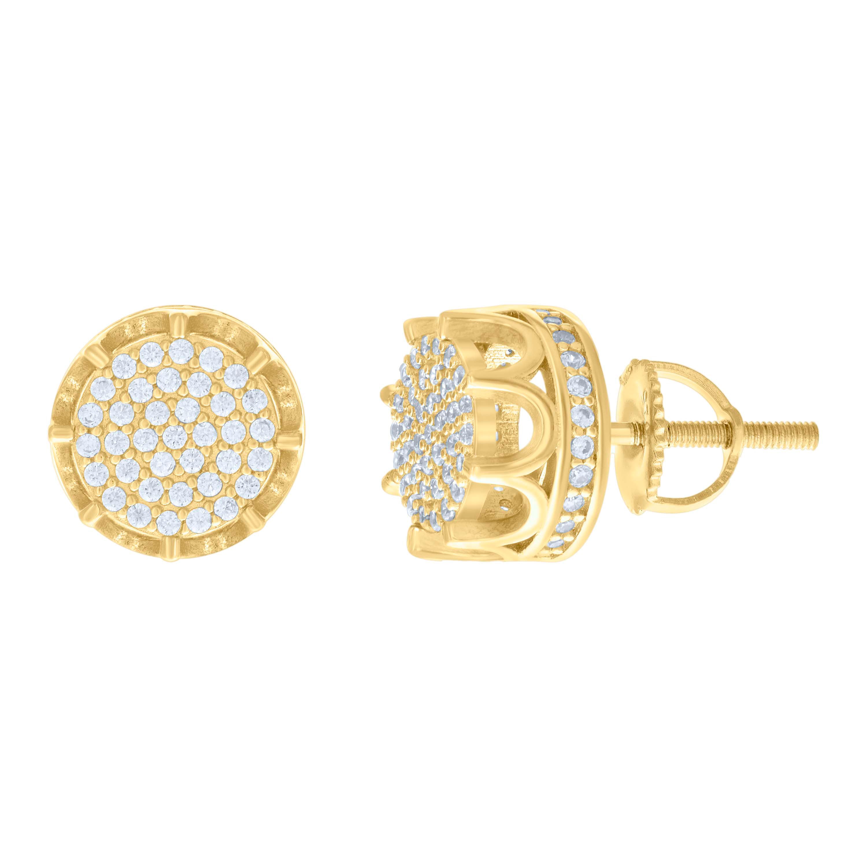 925 Sterling Silver Womens Yellow-tone 0.74ct Moissanite Fashion Stud Earrings