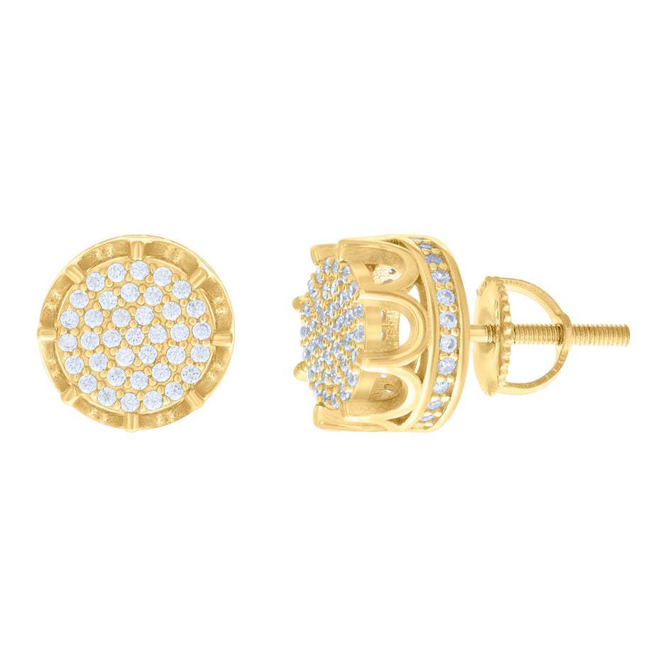 925 Sterling Silver Womens Yellow-tone 0.74ct Moissanite Fashion Stud Earrings