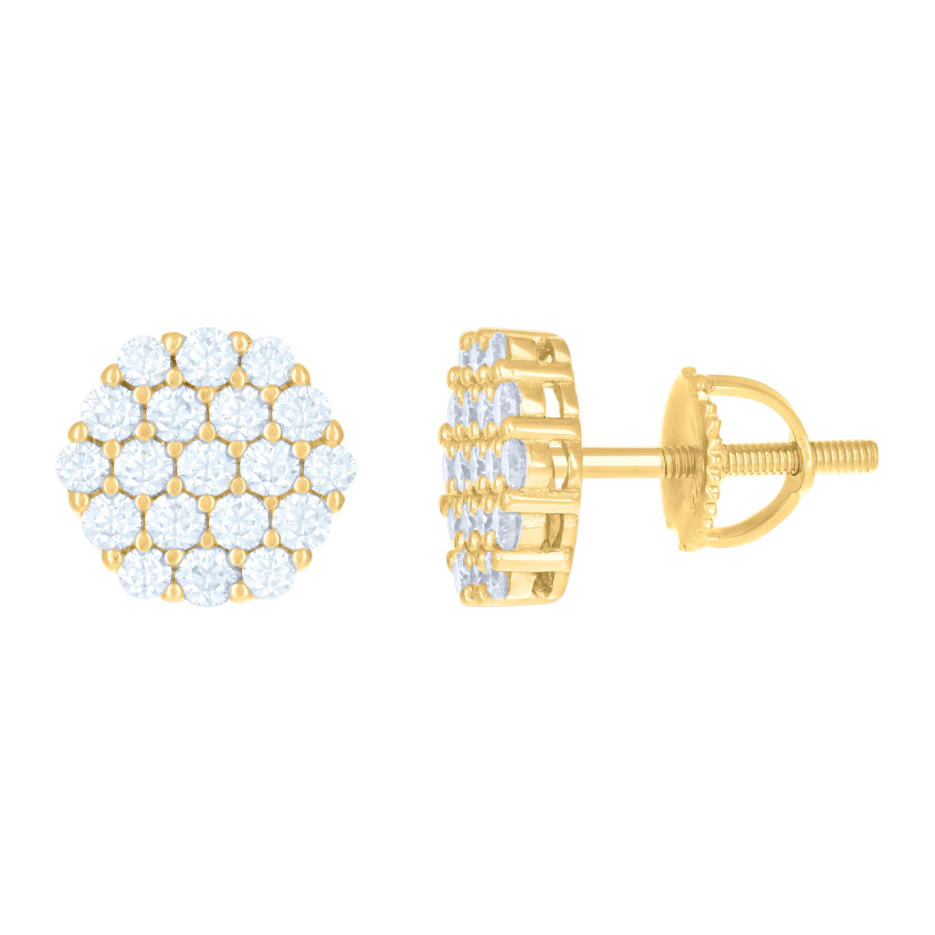 925 Sterling Silver Womens Yellow-tone 0.76ct Moissanite Octagon Fashion Stud Earrings