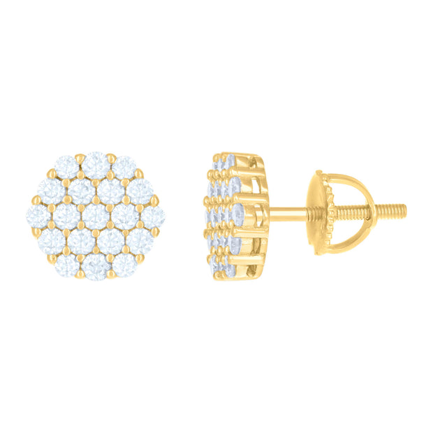 925 Sterling Silver Womens Yellow-tone 0.76ct Moissanite Octagon Fashion Stud Earrings