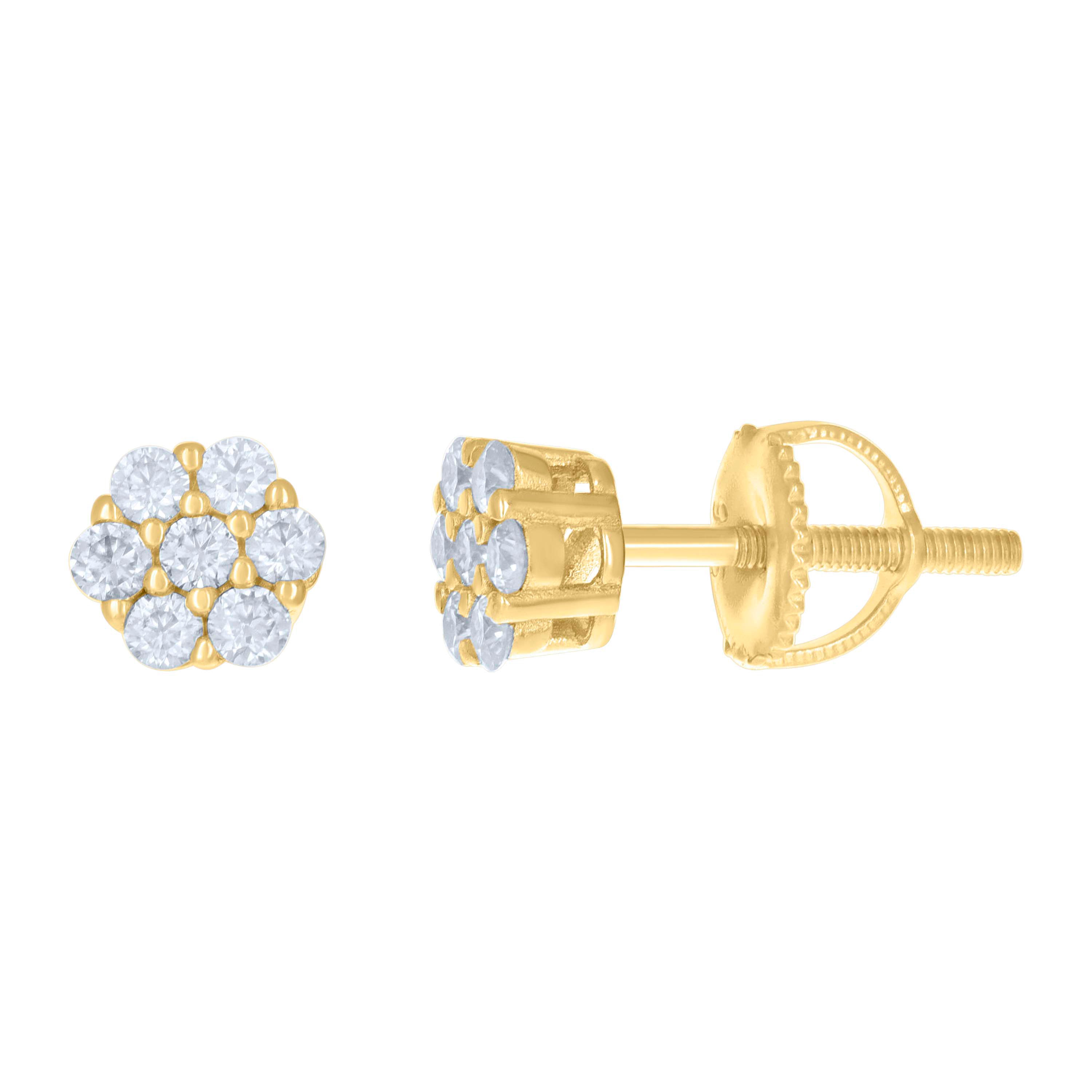 925 Sterling Silver Womens Yellow-tone 0.31ct Moissanite Fashion Stud Earrings