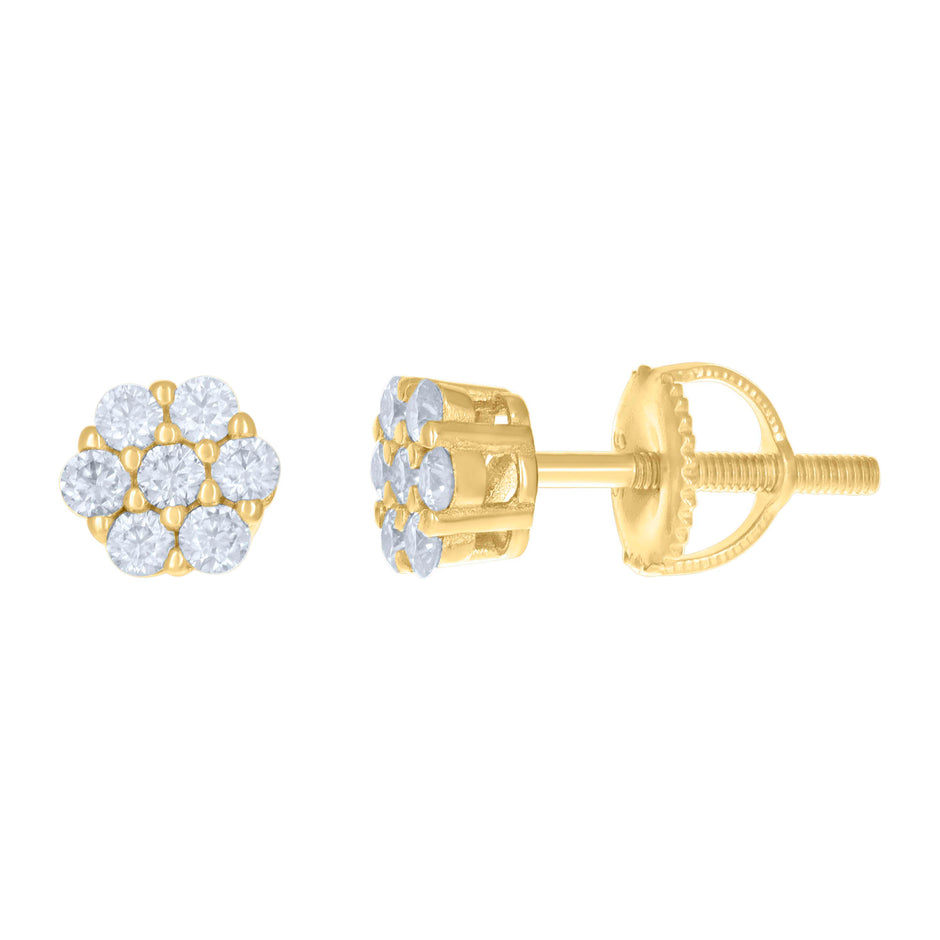925 Sterling Silver Womens Yellow-tone 0.31ct Moissanite Fashion Stud Earrings