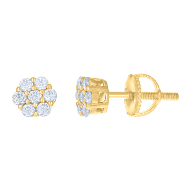 925 Sterling Silver Womens Yellow-tone 0.31ct Moissanite Fashion Stud Earrings