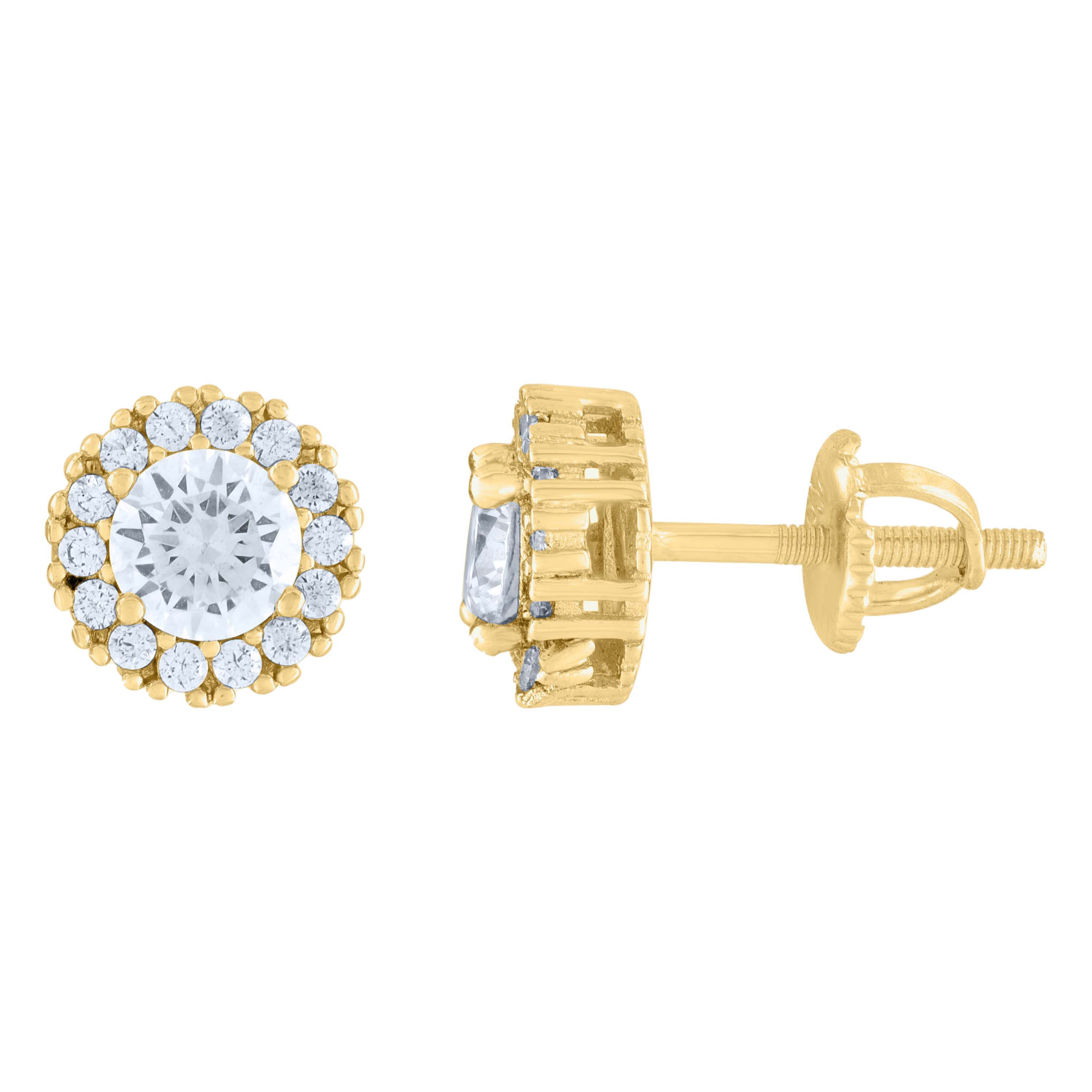 925 Sterling Silver Yellow-tone Womens Moissanite 1.28ct Fashion Stud Earrings