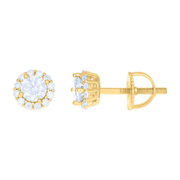 925 Sterling Silver Womens Yellow-tone 1.37ct Moissanite Fashion Stud Earrings
