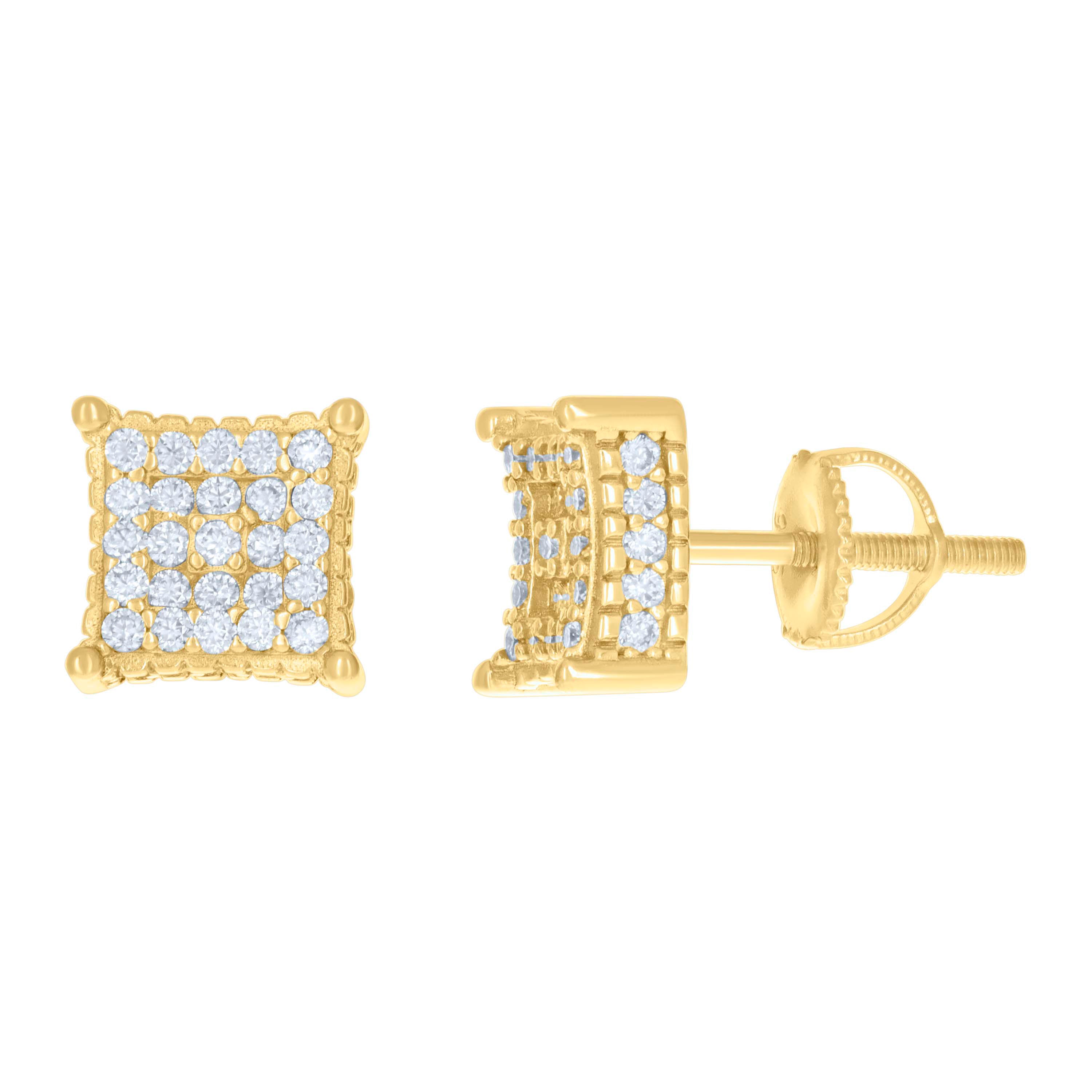 925 Sterling Silver Womens Yellow-tone 0.78ct Moissanite Square Fashion Stud Earrings