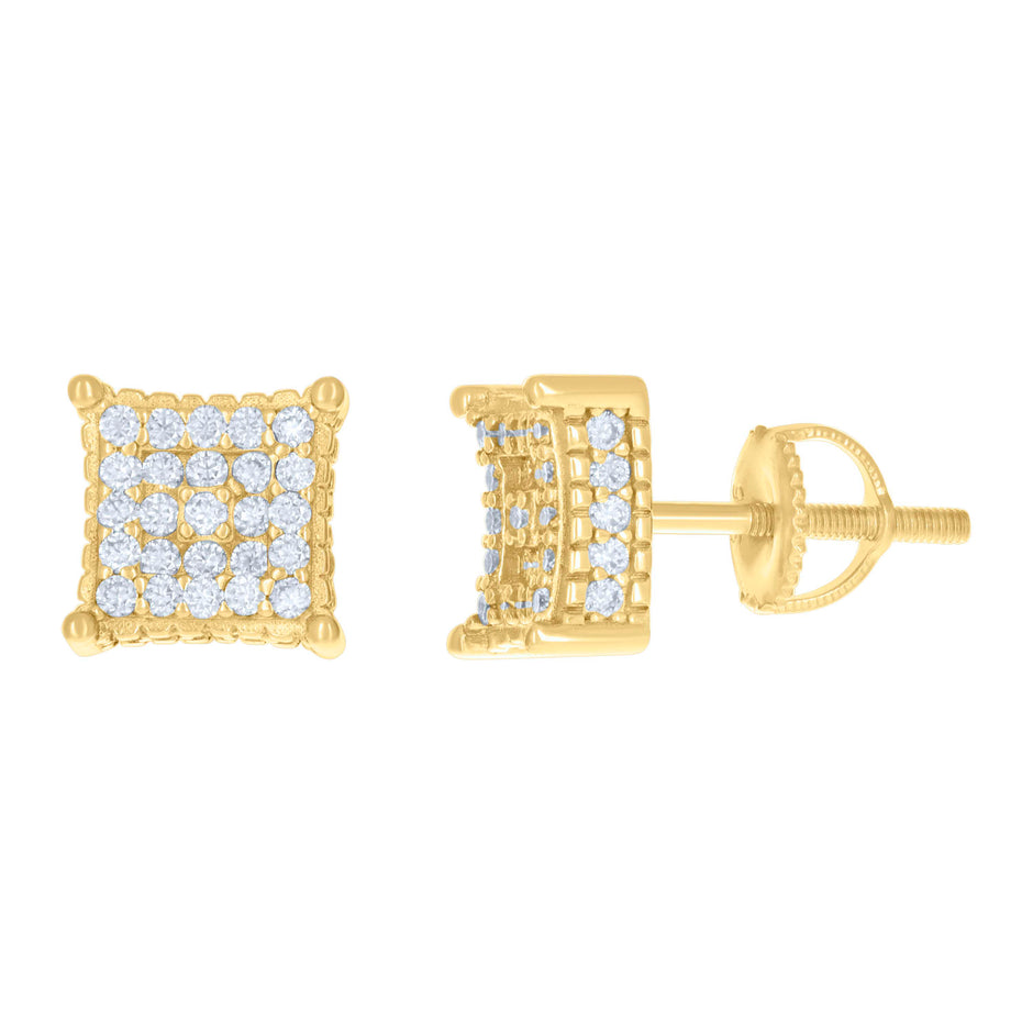 925 Sterling Silver Womens Yellow-tone 0.78ct Moissanite Square Fashion Stud Earrings