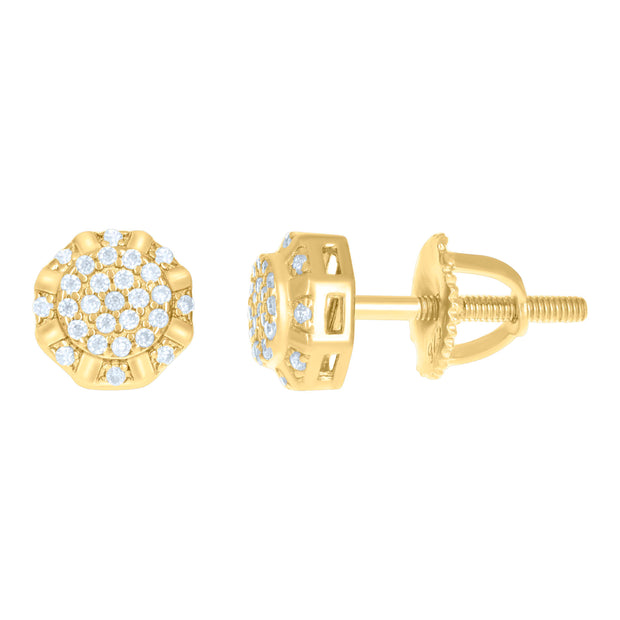 925 Sterling Silver Womens Yellow-tone 0.22ct Moissanite Octagon Fashion Stud Earrings