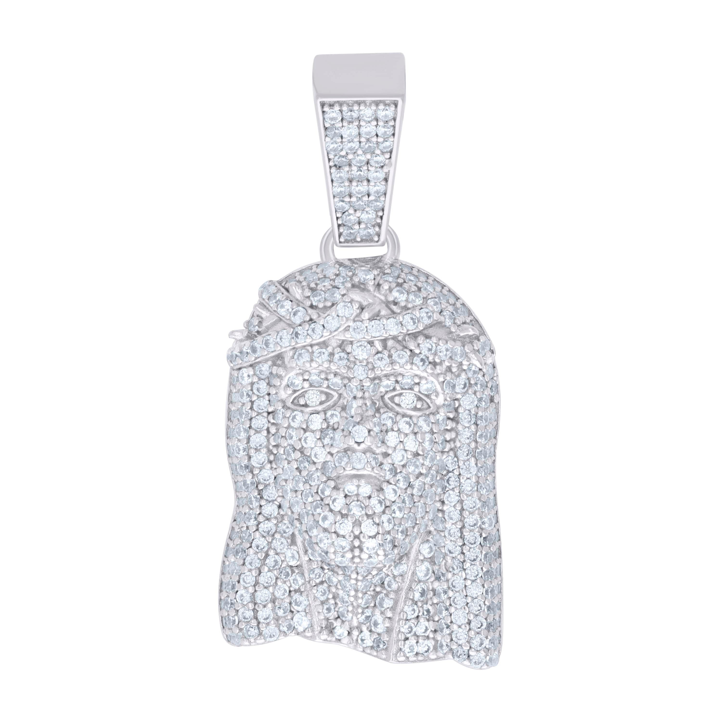 925 Sterling Silver Unisex Cubic-Zirconia Jesus Religious Charm Pendant