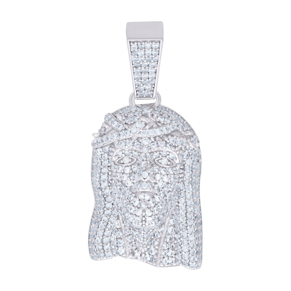 925 Sterling Silver Unisex Cubic-Zirconia Jesus Religious Charm Pendant