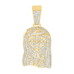 925 Sterling Silver Yellow-tone Mens Cubic-Zirconia Jesus Religious Charm Pendant