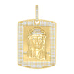 925 Sterling Silver Yellow-tone Mens Cubic-Zirconia Jesus Religious Charm Pendant
