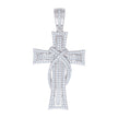 925 Sterling Silver Mens Cubic-Zirconia Cross Religious Charm Pendant