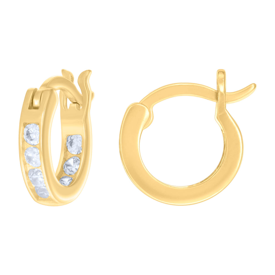 925 Sterling Silver Womens Cubic-Zirconia Inside-Out 3mm-12 Hoop Earrings