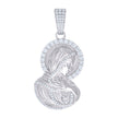 925 Sterling Silver Unisex Cubic-Zirconia Virgin Mary/Guadalupe Religious Charm Pendant