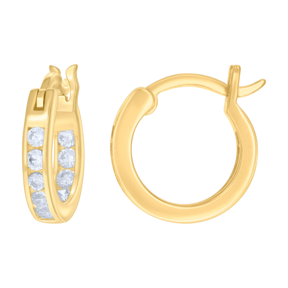 925 Sterling Silver Womens Cubic-Zirconia Inside-Out 3mm-14 Hoop Earrings