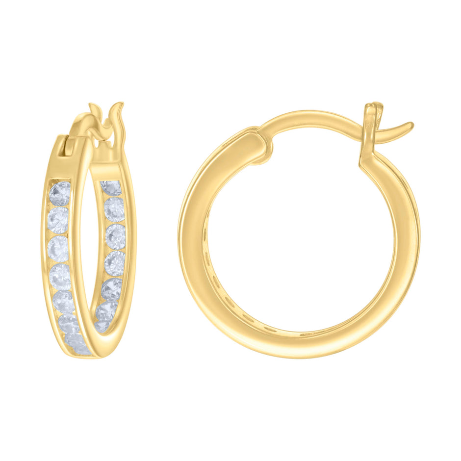 925 Sterling Silver Womens Cubic-Zirconia Inside-Out 3mm-18 Hoop Earrings