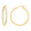 925 Sterling Silver Womens Cubic-Zirconia Inside-Out 3mm-32 Hoop Earrings