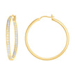 925 Sterling Silver Womens Cubic-Zirconia Inside-Out 3mm-40 Hoop Earrings