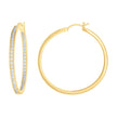925 Sterling Silver Womens Cubic-Zirconia Inside-Out 3mm-44 Hoop Earrings